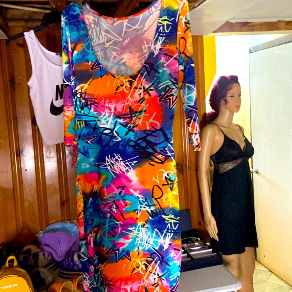 Colorful sundress mid sleeve